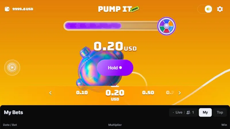 Pump It prêt pour la manche suivante, barre de bonus en partie remplie après une manche gagnée